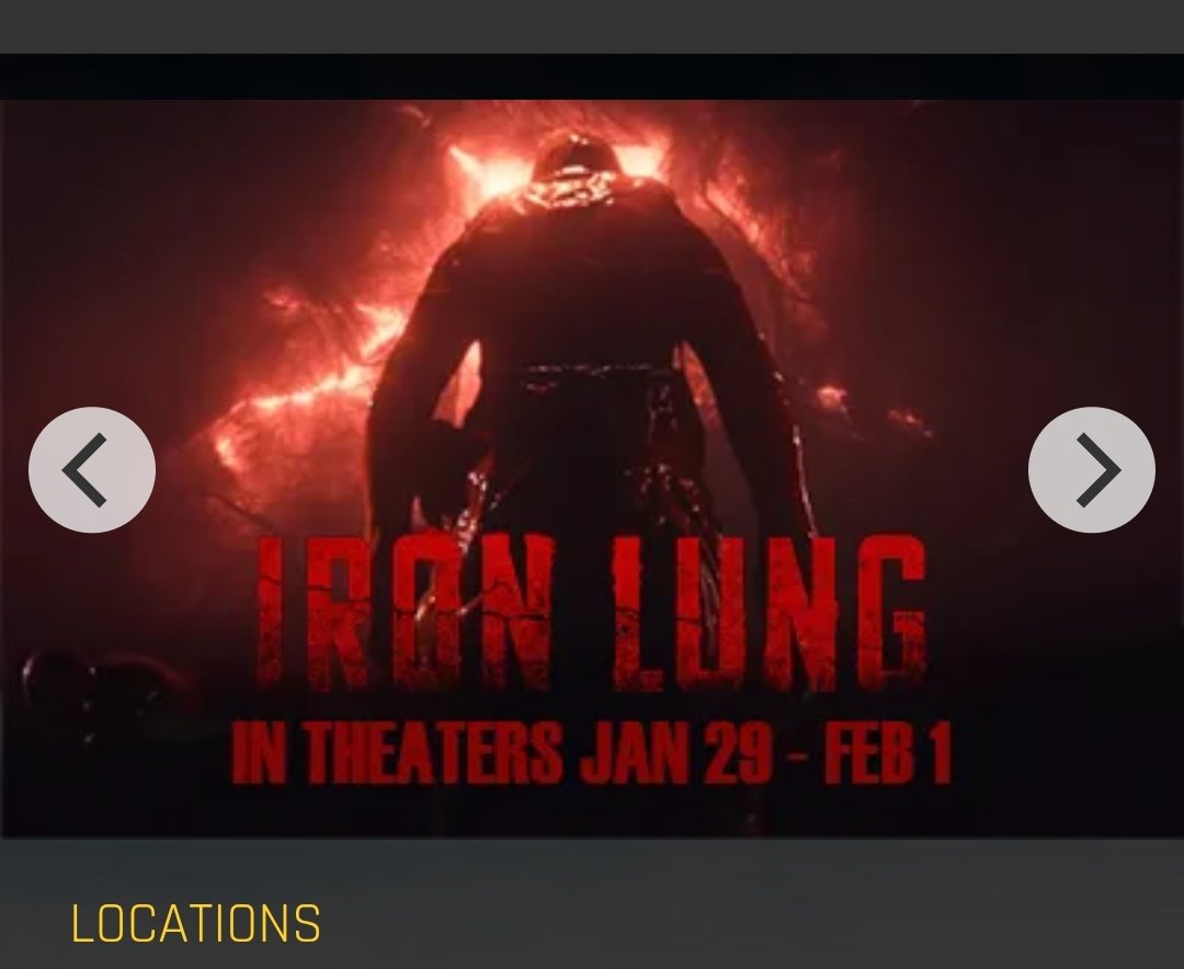 Rokenii's tweet photo. My local theater has an Iron Lung banner when I open the app 🥳🥰 https://t.co/Lo4OMmUIVK