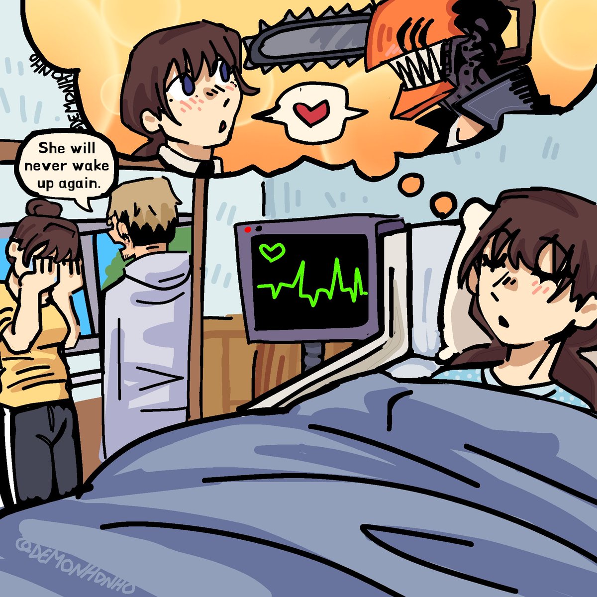 Demonhonho's tweet photo. What if Asa is in a coma and all the events of part 2 are a dream?
#asamitaka #asaden #asamom #kishibe https://t.co/jLV8FOibm9