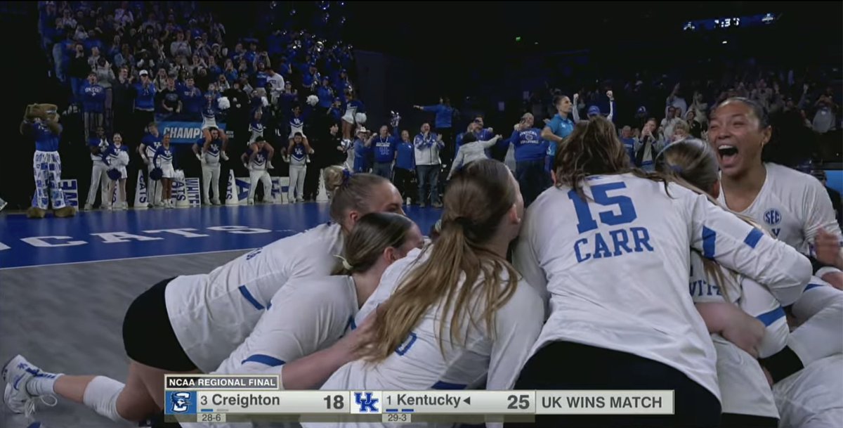MrsTylerKSR's tweet image. KENTUCKY VOLLEYBALL IS GOING TO THE FINAL FOUR!

The Cats sweep Creighton to advance to the Final Four for the second time in program history. 

Best team on campus!!!!