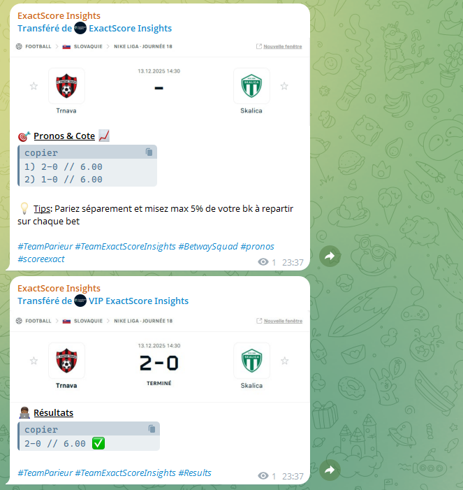 ExScoreInsights's tweet photo. 2/3 aujourd'hui au public et 3/8 au VIP🤝
Félicitation à ceux qui ont suivis et encaissé ! Un p'tit like et un follow ferait plaisir...❤️
Le VIP est tjrs ouvert, rejoins nous en me contactant: 
https://t.co/bYGtxAX8vY pour encaisser plus 🚀
#TeamParieur #result https://t.co/zpRl4rpE43