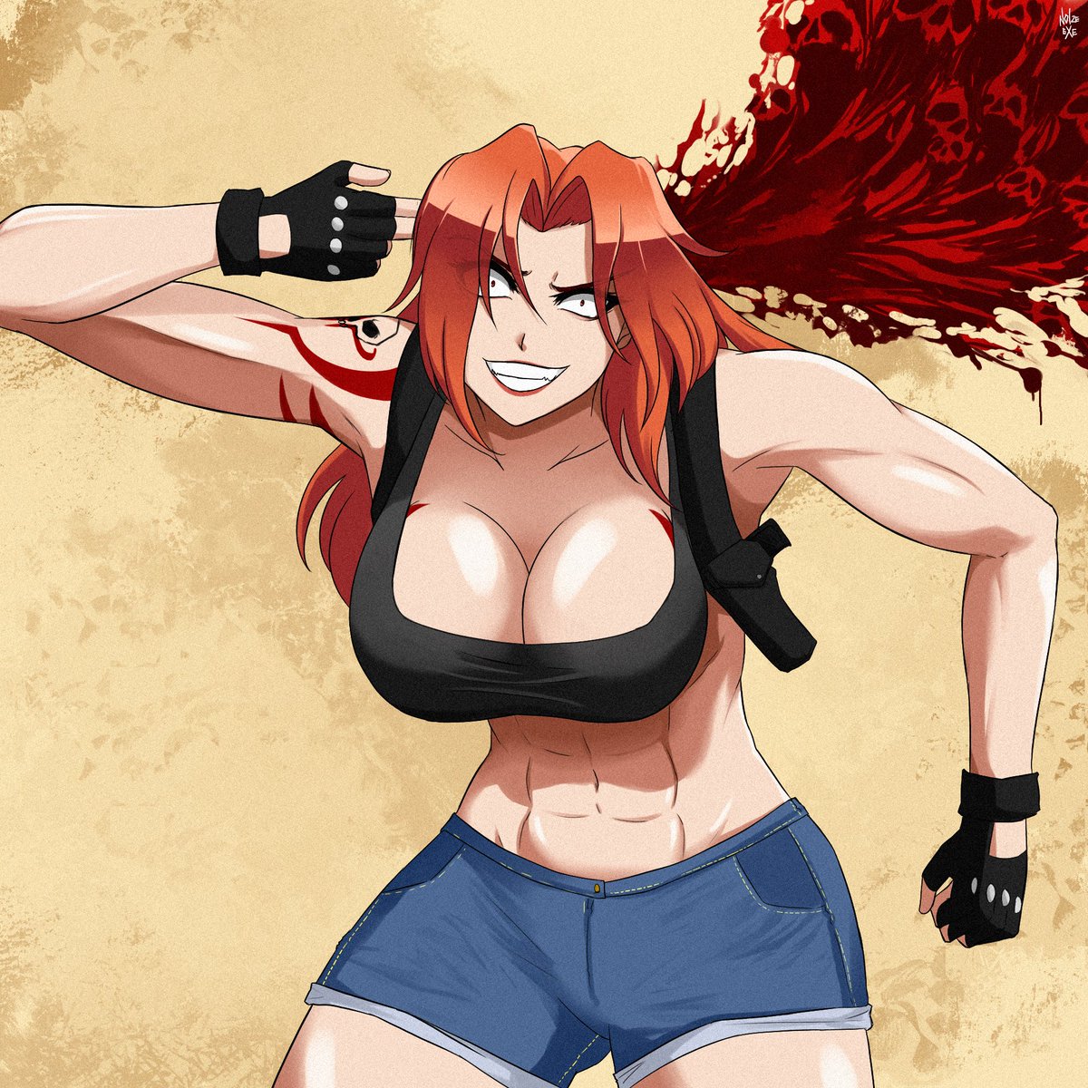 Day 62 of posting my Day of Wrath (Doom fanfic) artworks

Soulbreaker, my Quake 3-inspired OC, in the Borderlands cover pose.
In the irradiated and war-torn Australian wasteland she originates from, her raider title was "Takyon."

Art by <a href="/noize_exe/">Noize 👹 COMMISSIONS OPEN</a>