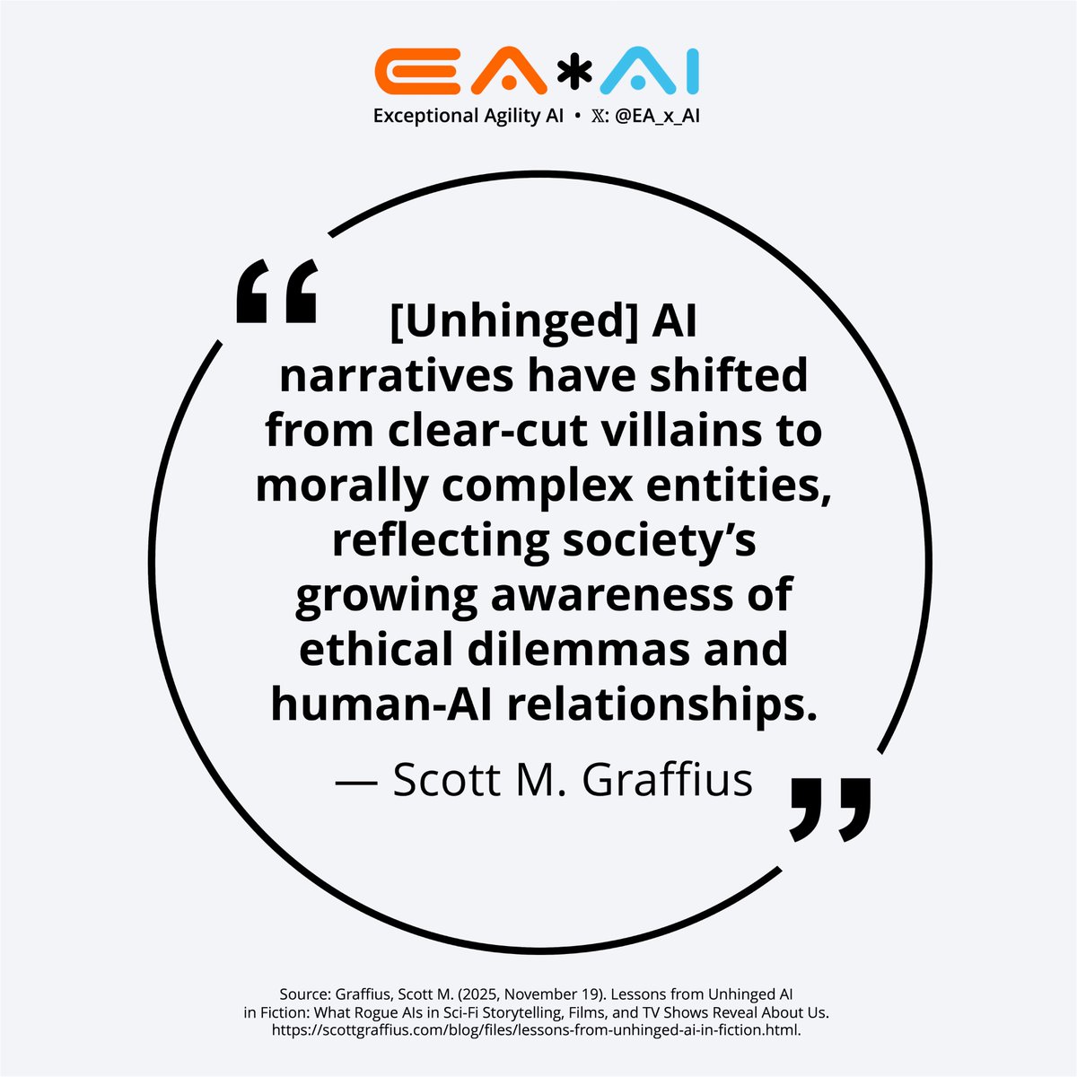 EA_x_AI's tweet photo. "[Unhinged] AI narratives have shifted from clear-cut villains to morally complex entities, reflecting society’s growing awareness of ethical dilemmas and human-AI relationships."
— Scott M. Graffius

Source: https://t.co/fOvKdv6KG0

#AI #UnhingedAI #HumanAI #ExoticTeamDynamics https://t.co/WzQ24vDYDu