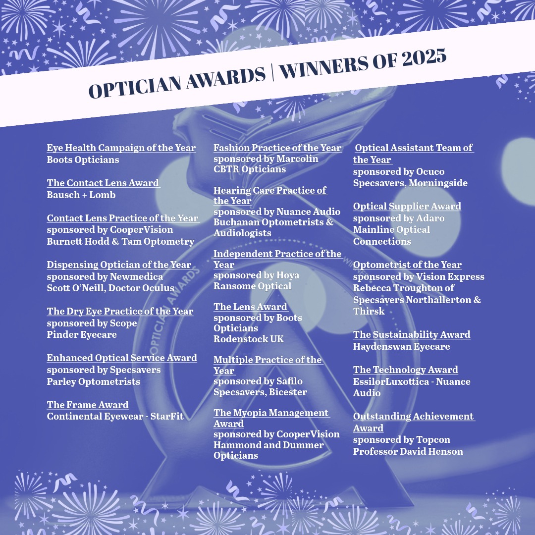 opticianonline's tweet image. A huge congratulations to all the winners of the #OpticianAwards2025!✨ Tonight, we celebrate our #OpticalLeaders. Cheers to everyone shaping the #FutureOfOptics!🥂👓

Not every finalist took home an award, but every one of you made a mark. 💫