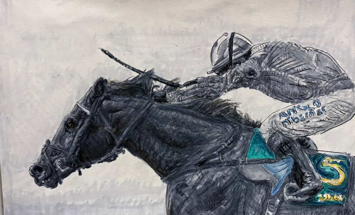 BlooyGar's tweet photo. National Horse day. Mostahdaf @Ascot @JimCrowley1978 #copics #ink #coloredpencil #equineart https://t.co/3nxHja05yu