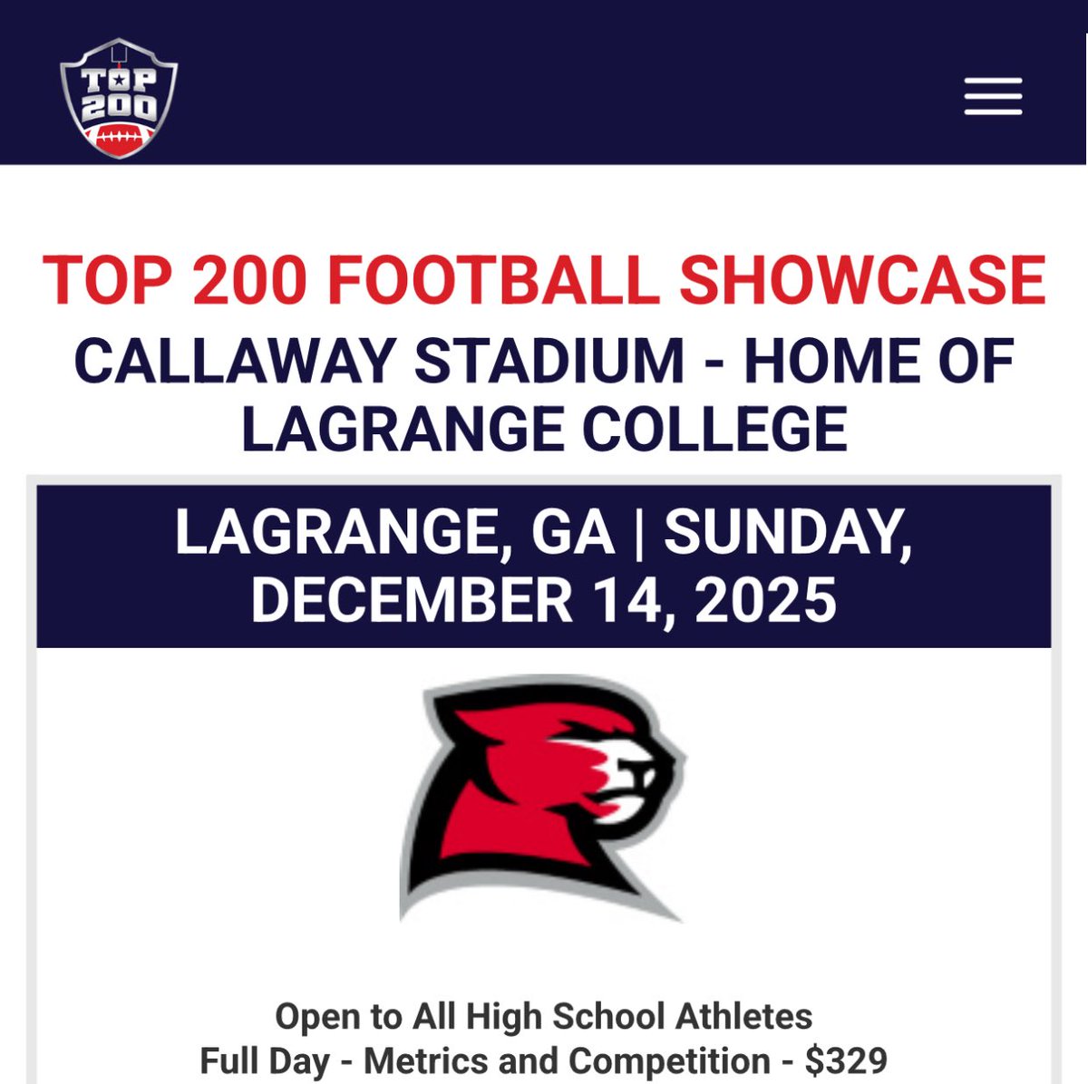 THEmilesjackson's tweet photo. I’m GOING!!! Top 200 Football Showcase - Dec 14, 2025 in Lagrange GA. Grateful for the opportunity to interact with several university football programs!
@Classof2027 https://t.co/oDjShIDFxi