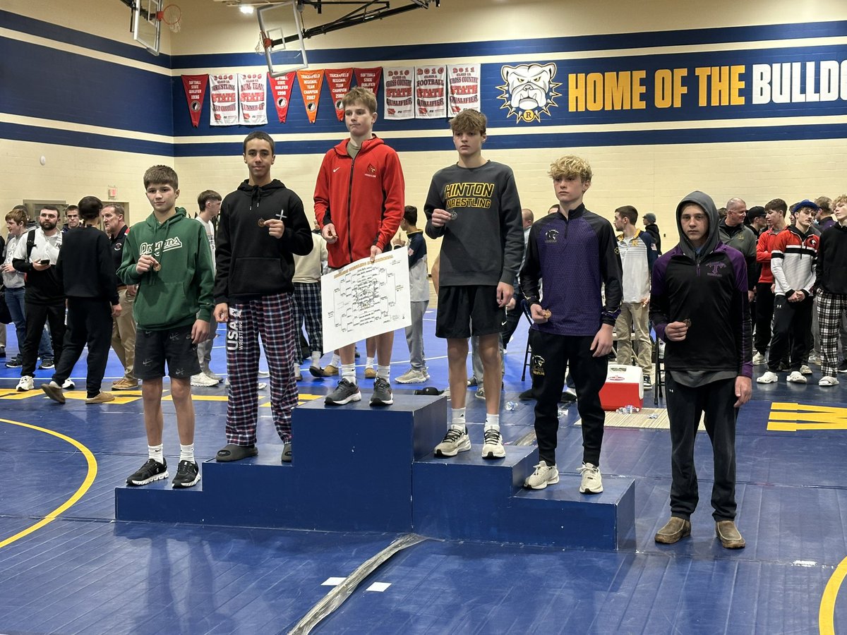 🔴 *Riverside Invite Results *🔴
113 - Ethan Beed - 🥉
126- Carson Krejci - 5th
132 - Logan Svoboda -🥇