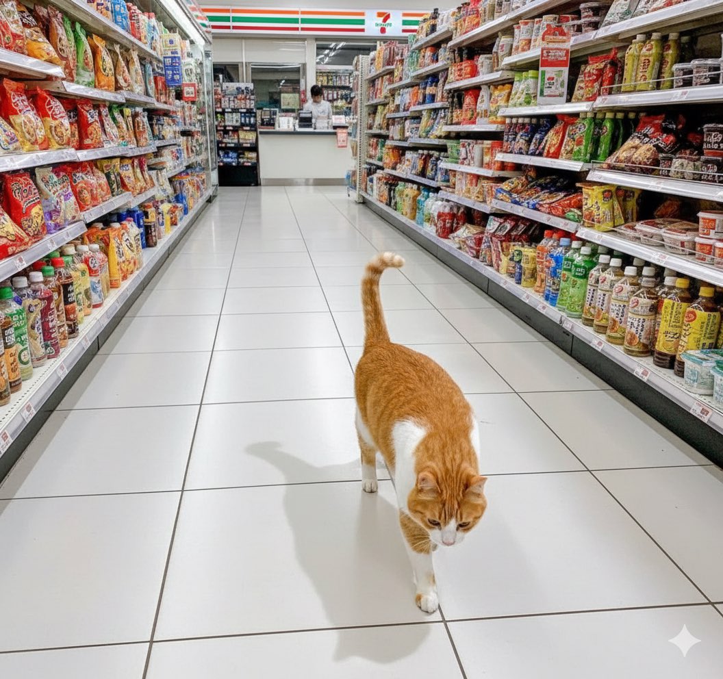 深夜のコンビニ猫の来店率が上がってるらしい（※当社比）