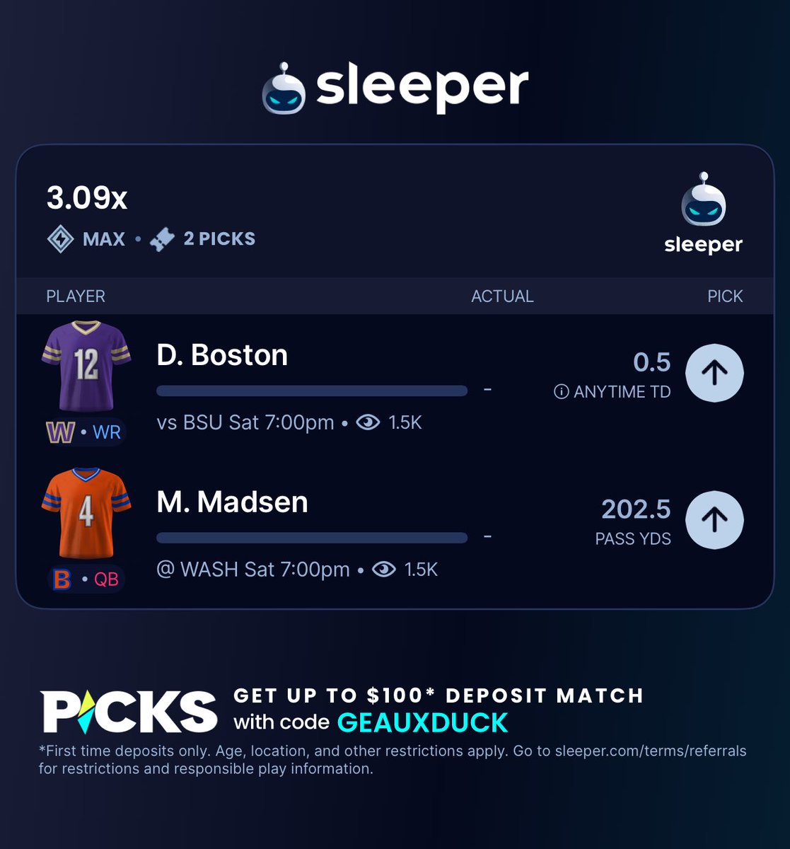 GeauxDuck's tweet photo. Yes I’m betting on the LA Bowl. Yes it’s a shit game. #SleeperPicks #LABowl
Yes you should bet on it too - https://t.co/uTd6NpoEQa https://t.co/gW4LlHEnDH