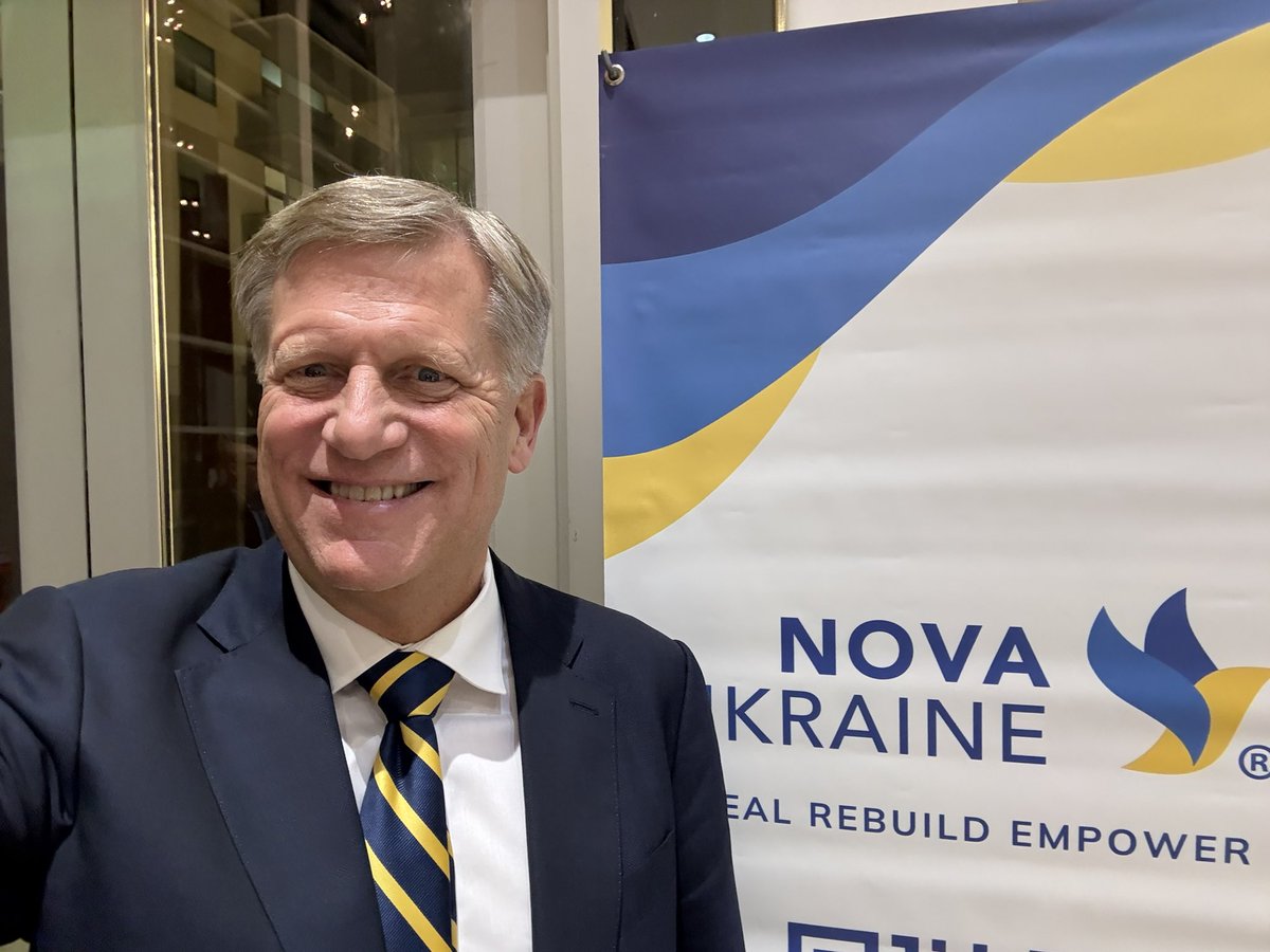 McFaul's tweet image. Inspiring to attend the  Nova Ukraine fundraising gala last night. The Trump administration has stopped sending aid to Ukraine but the American people have not! This holiday season, consider donating to Nova Ukraine