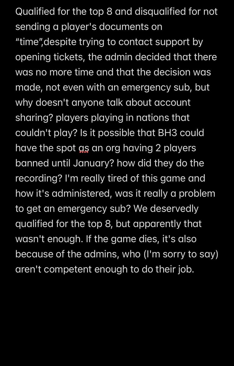 ImLaxee's tweet photo. Qualified for the top 8 and disqualified for not sending a player's documents in “time”. https://t.co/Wh0JAVndlo