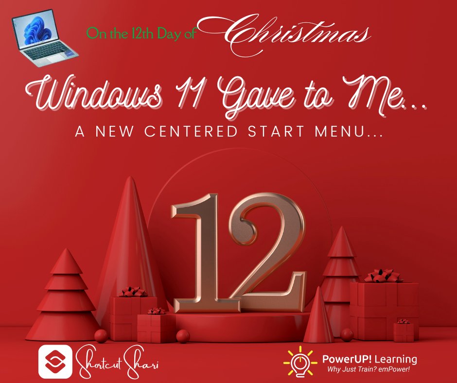 shortcutshari's tweet photo. Kicking of our Annual 12 days of Christmas - Windows 11 Edition!
https://t.co/Fs6R8GOd8b
On the 12th Day, Windows 11 Gave to Me…
A New Centered Start Menu....
Think of it as Santa reorganizing his workshop so the elves can work faster.
#Windows11 #Productivity #MicrosoftTips #12DaysOfChristmas