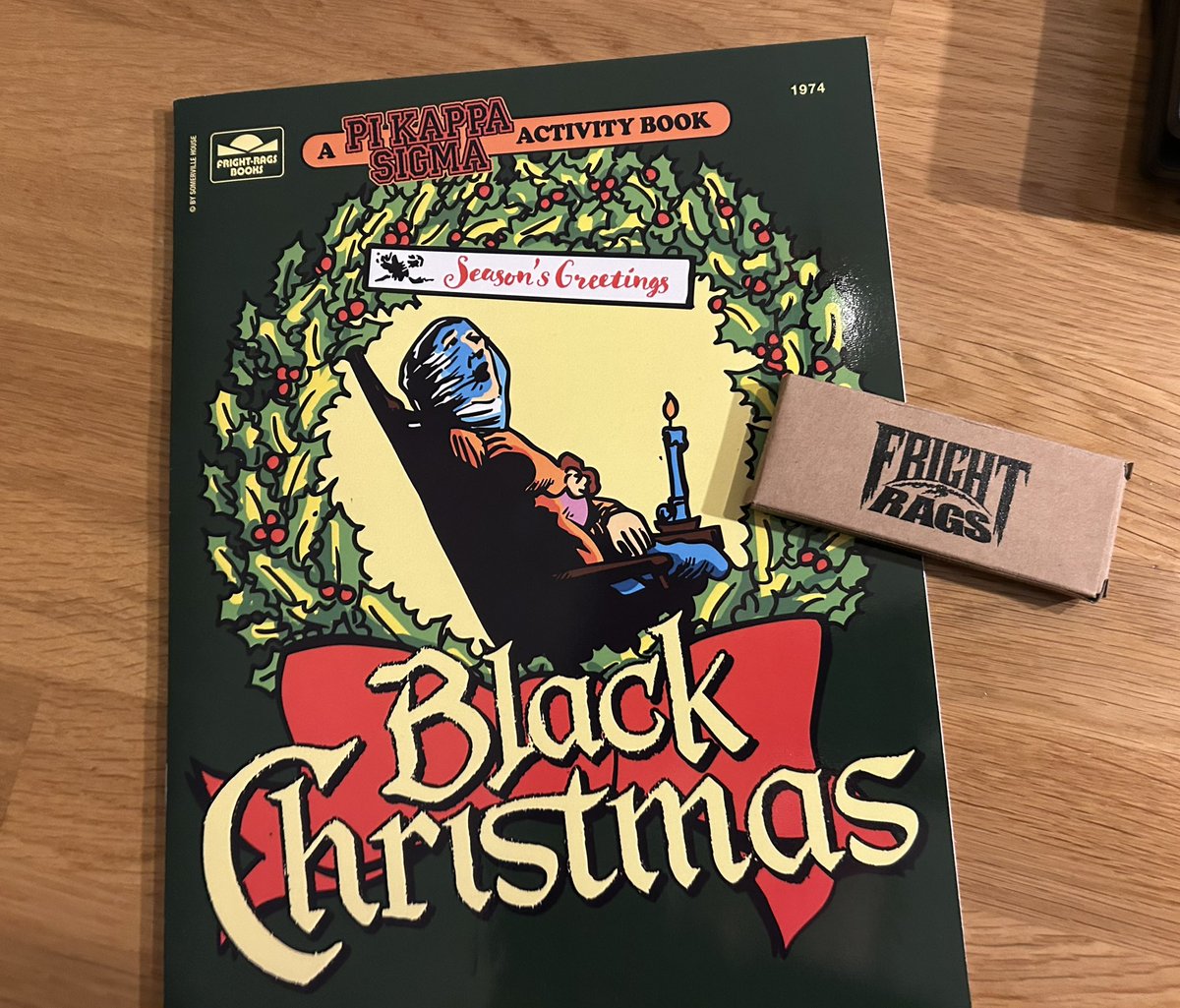 JimOusley's tweet photo. Just got this in the mail from the nice folks at @frightrags. What a time to be alive. #BlackChristmas #horror #GodBlessUsEveryone https://t.co/nPGYRK4mce