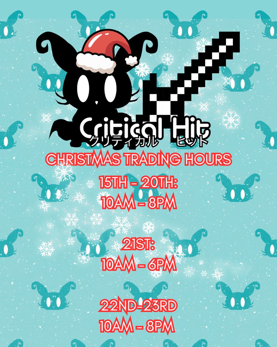 🎄【CHRISTMAS TRADING HOURS】🎄
Here are our trading hours to help keep you on track with your Christmas shopping!