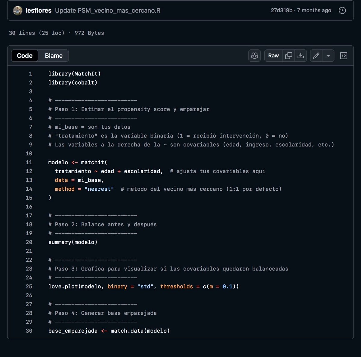 lesssflo's tweet image. Hola🤠 Hay un método muy cool llamado #vecino más cercano (#nearestNeighbor🫂) que te ayuda a emparejar personas similares y estimar el #efecto de un #programaPúblico (o comparar cualquier resultado cuando no hay experimento)

Código #R: github.com/lesflores/PSM_…

#CódigoDeTodxs