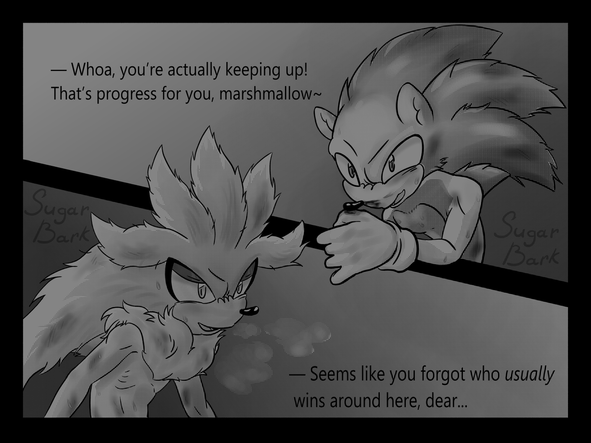 Sugar34035439's tweet image. The boys are sparring...
Rival // Day 2
#Sonilver #Sonilverweek #sonicthehedghehog #silverthehedeghog