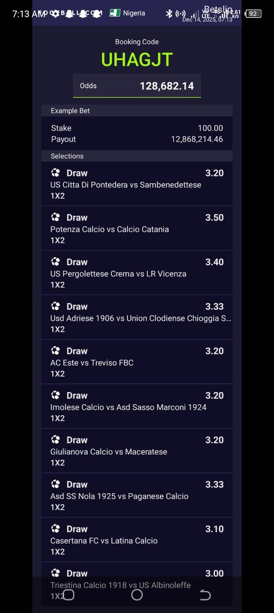 ImThatBoy_01's tweet photo. 7/7 FTX - TRLL7G
10/10FTX - UHAGJT
DEMONIC BOOM 💥🦅🦅❤️
#SportsBettingX #Sportybetcode #sportybet #footballcom @isthaths @Mistavincii_ @lekan_mark @officialmoore7 @BETLEADS @LilMoGh @RealSuzzane #fyppppppppppppppppppppppp #BOOM https://t.co/p7vz5hwF6e