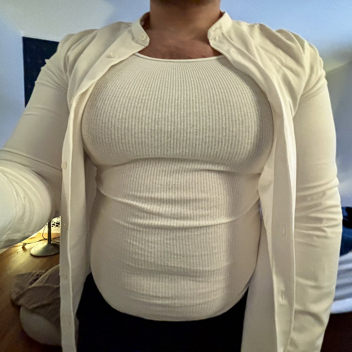 SoftControversy's tweet photo. This undershirt is barely holding on… https://t.co/ojW5maQOCP