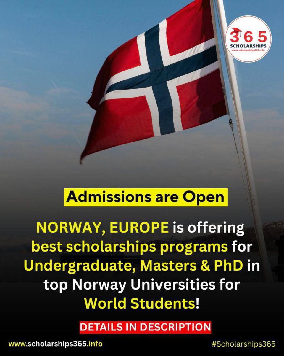 scholarship_365's tweet photo. #Norway is offering Best Scholarships Programs 2026 for Undergraduate, Masters and PhD Studies for World students!

No Agent - Direct Apply

👉Apply Link: https://t.co/UUHCByu9K9

👉 Degree: Undergraduate, Masters and PhD in Fields!

Benefits: Norway Government and University (Funded / Fully Funded)

Deadline: Multiple Deadlines

#norway_university_scholarships #scholarships365 #study_in_norway #StudyInNorway #norway_scholarships #study_abroad_scholarship #studyabroad #scholarships #scholarship #norway-scholarship