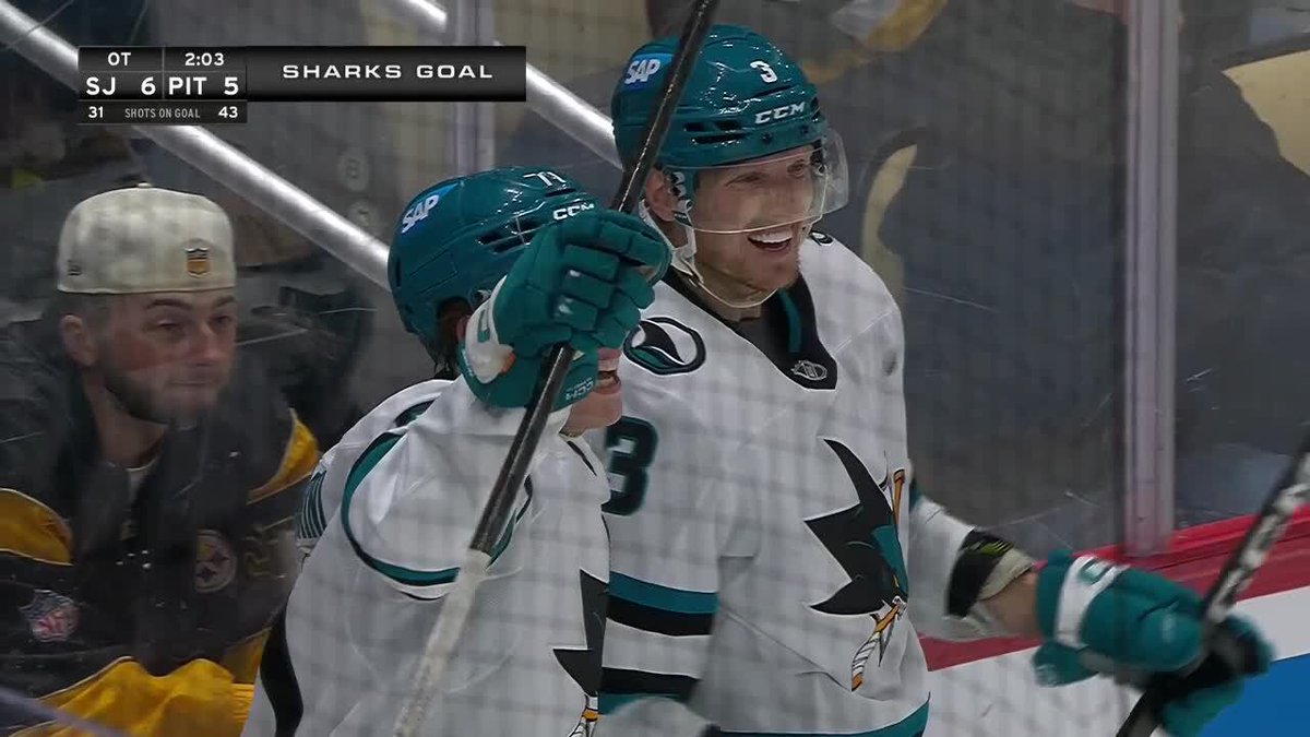 LetsGoSharks's tweet photo. Biggest comeback in Sharks history ends roady ----
SJ overcomes 4-goal 3rd period deficit, win in overtime
Story: https://t.co/Drx56axzqW
#TheFutureIsTeal vs #LetsGoPens #SJSvsPIT #LetsGoSharks #SJSharks https://t.co/SyvwfeiqY5