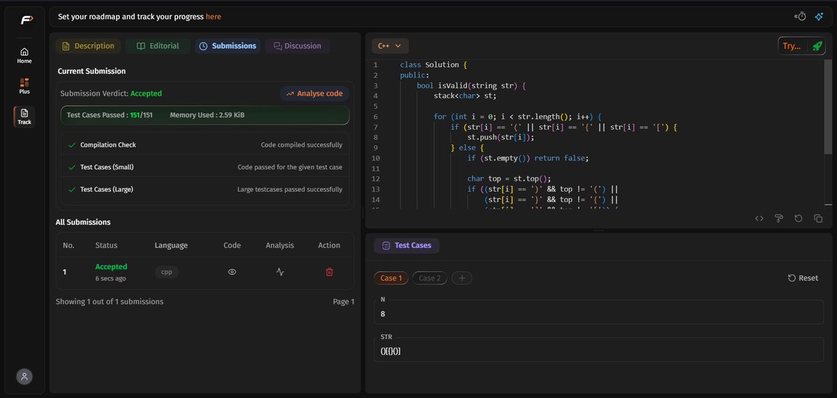 amansharma264's tweet image. ✅ Completed Step 9 – Lecture 1 of #TUFWinterArc with @takeUforward_  (Striver Sir) 🚀

📘 Problems Covered:

Check for Balanced Parentheses — Easy
Implement Min Stack — Hard

🔥 Focused on stack-based logic today—understanding bracket balancing and mastering the Min Stack…