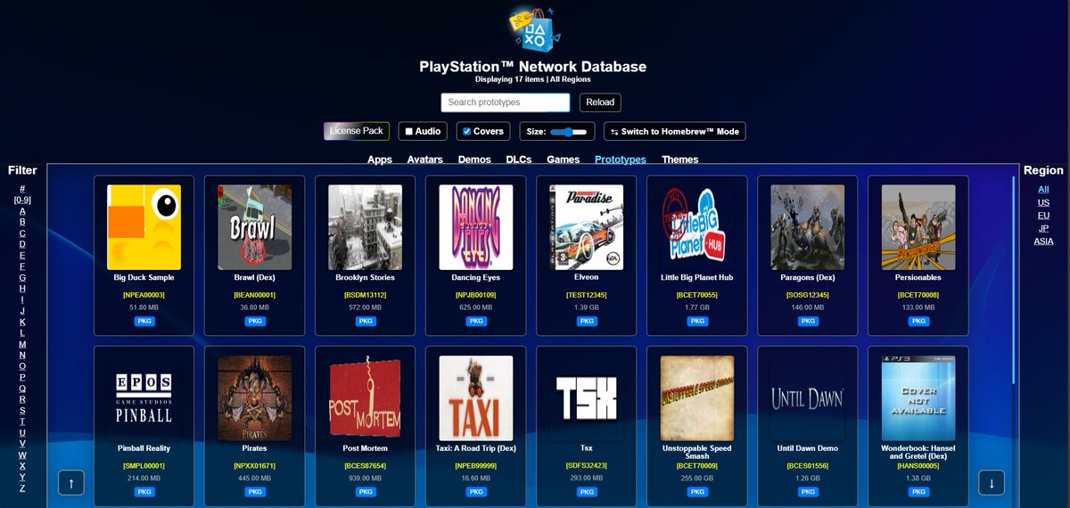 LuanTeles's tweet image. PlayStation Network™ Database

Added: Prototypes (Unreleased PS3™ games found in dev kits)

Added: Homebrew™ Mode, includes all existing PS3™ homebrews

Access from any browser, including on the PS3™: 
ps3-pro.github.io/PSN-Content/fi…

Soon a PKG version will be available!