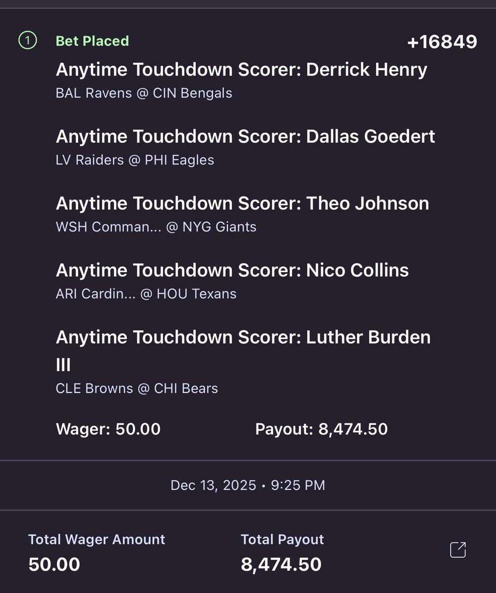austinsprops's tweet photo. 5 Touchdowns (+16849) for $8,500
💰

$50➡️$8,474

Deposit $10, INSTANTLY get $100 for FREE☢️

I'll give $250 to somebody who LIKES &amp; RETWEETS IF THIS SMACKS!

Use this link or my code “AUSTIN100”↘️ https://t.co/uL4cEjd0OE https://t.co/hMwo6fFkDi