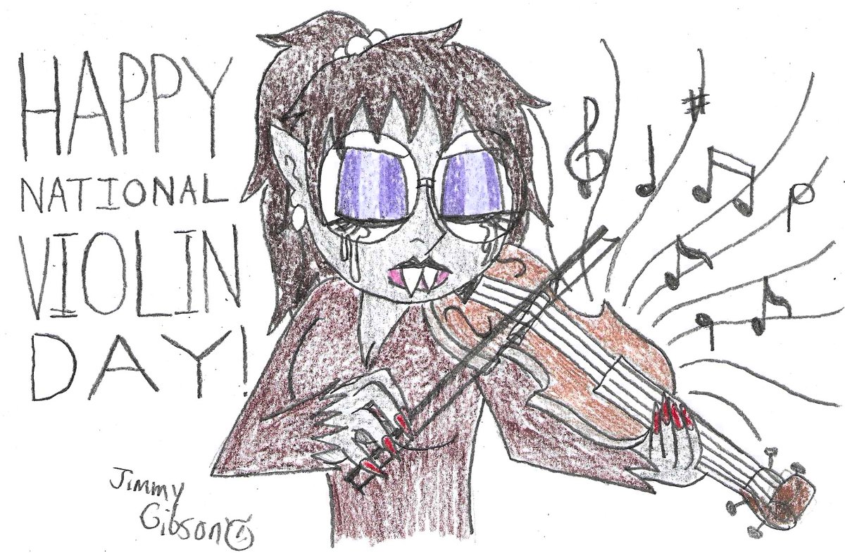 CelmationJimmy's tweet photo. Yesterday was National Violin Day once more, and I think I did a Perfect job on redrawing something that I've made possibly back in 2020, and I've drawn Kitt of the Witches of Hollenfeuer, and her Violin Perfectly. #NationalViolinDay #ViolinDay https://t.co/BfXB34p9n8
