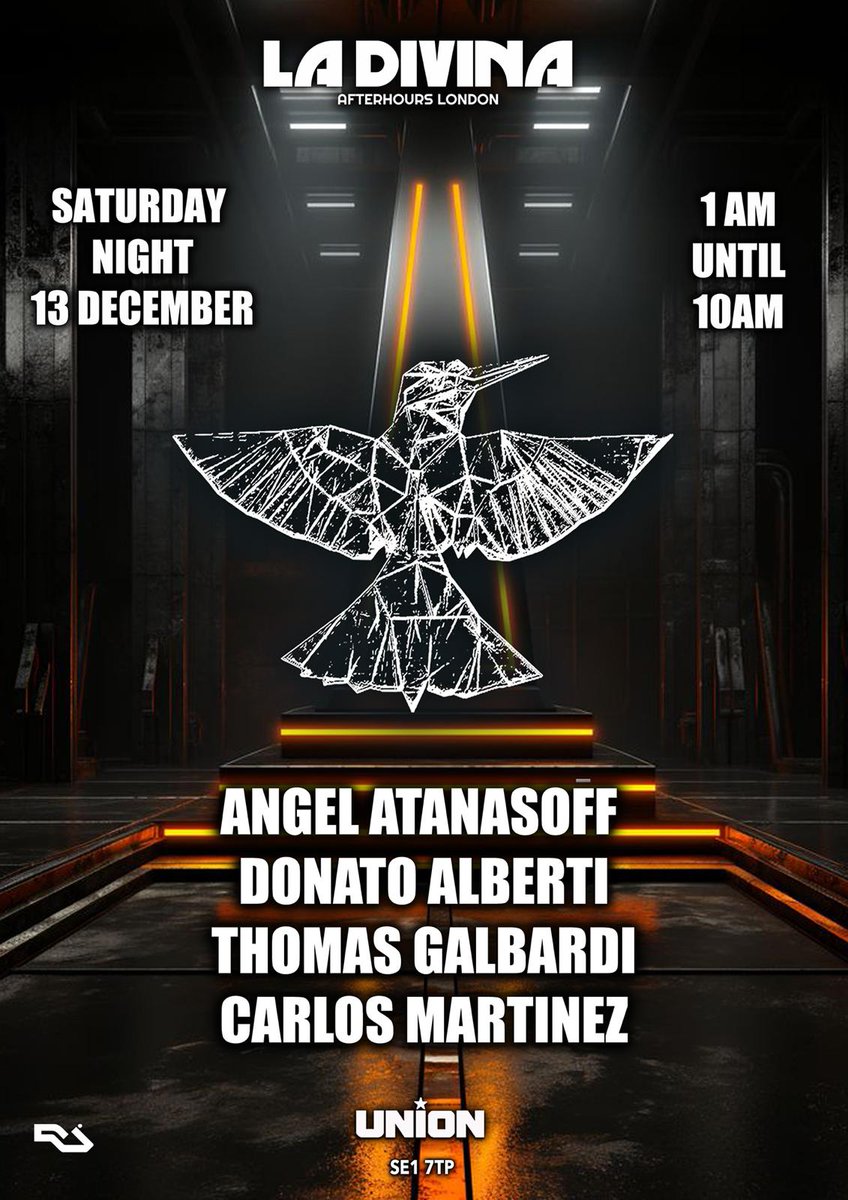 JOIN the La Divina Afterhours London elves as they play proper Techno and House; just the way you like it! Love, Team Union X