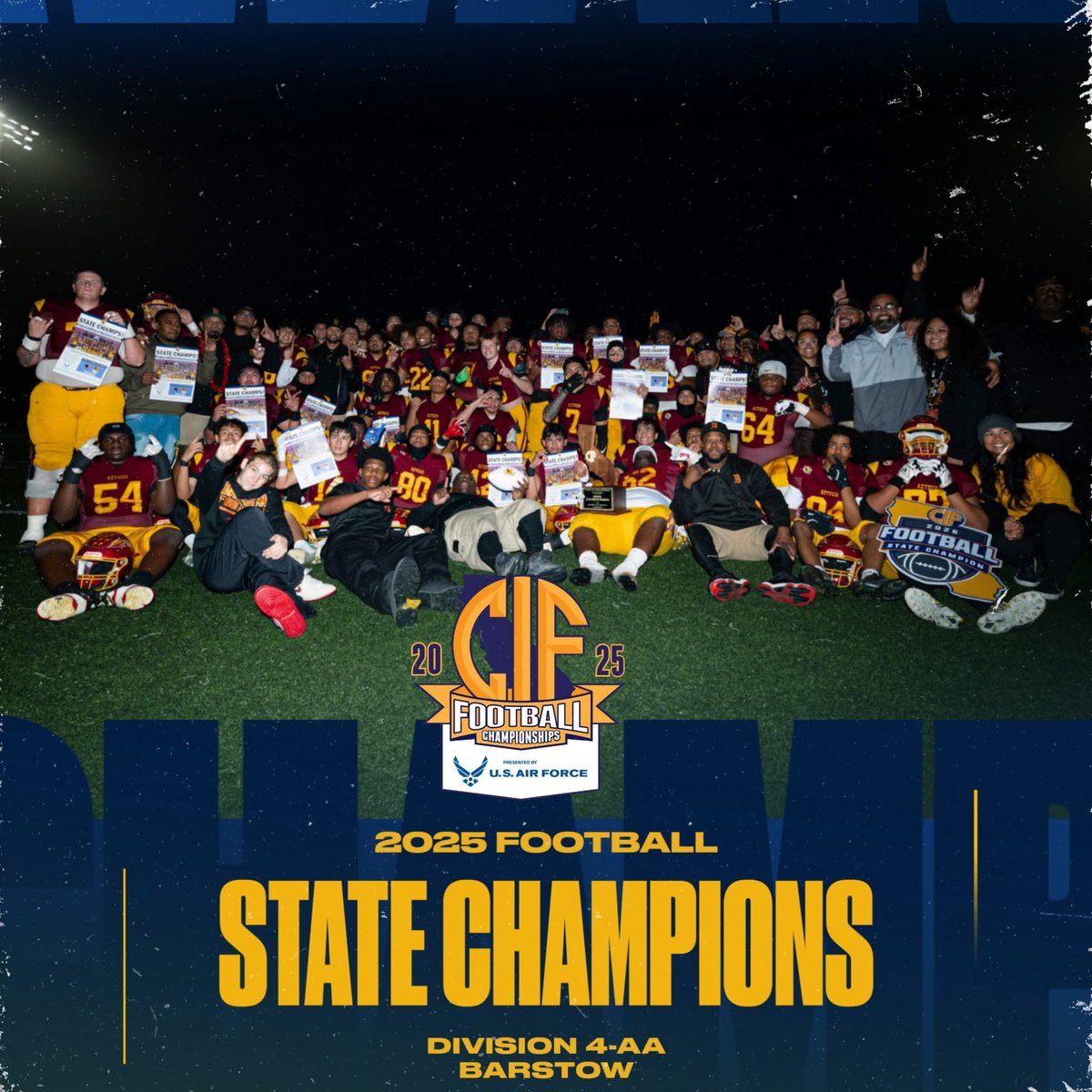 JarvisJr_3's tweet image. #AGTG We are #CIF STATE CHAMPIONS ! I’m so blessed to be apart of a HISTORY MAKING @BarstowFTBL team. We played a tough @SutterFootball team from Nor Cal and was able to overcome a 0-7 deficit with 17 unanswered points to win! Sad to see my seniors go but we sent them off as…