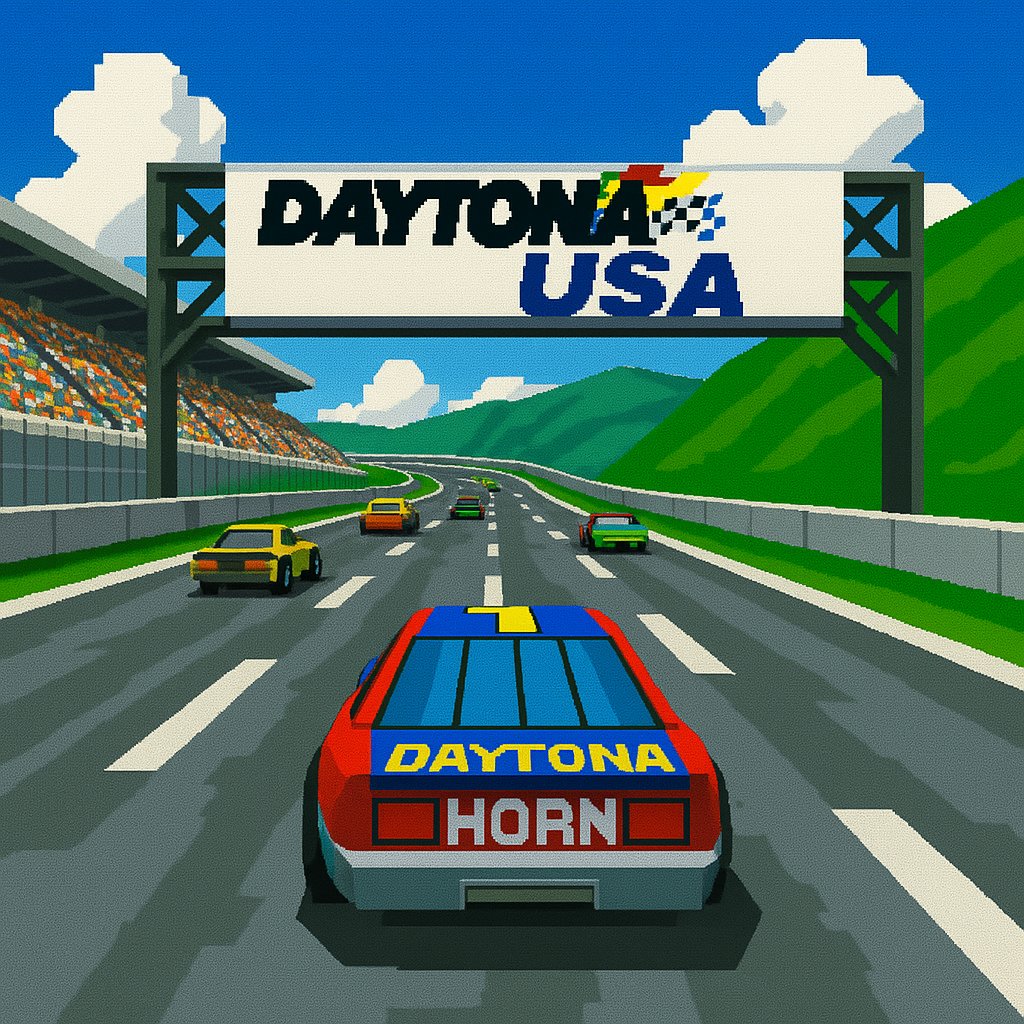 Dreamate's tweet photo. I want to play Daytona on Mega Drive (Genesis). It will so cool!!
(Picture made by AI.)
#sega #segagenesis #segamegadrive #retrogames #メガドライブ #バーチャレーシング #デイトナUSA #daytonausa #デーイートォーナーァァ #セガ https://t.co/g4ITsfGYtn