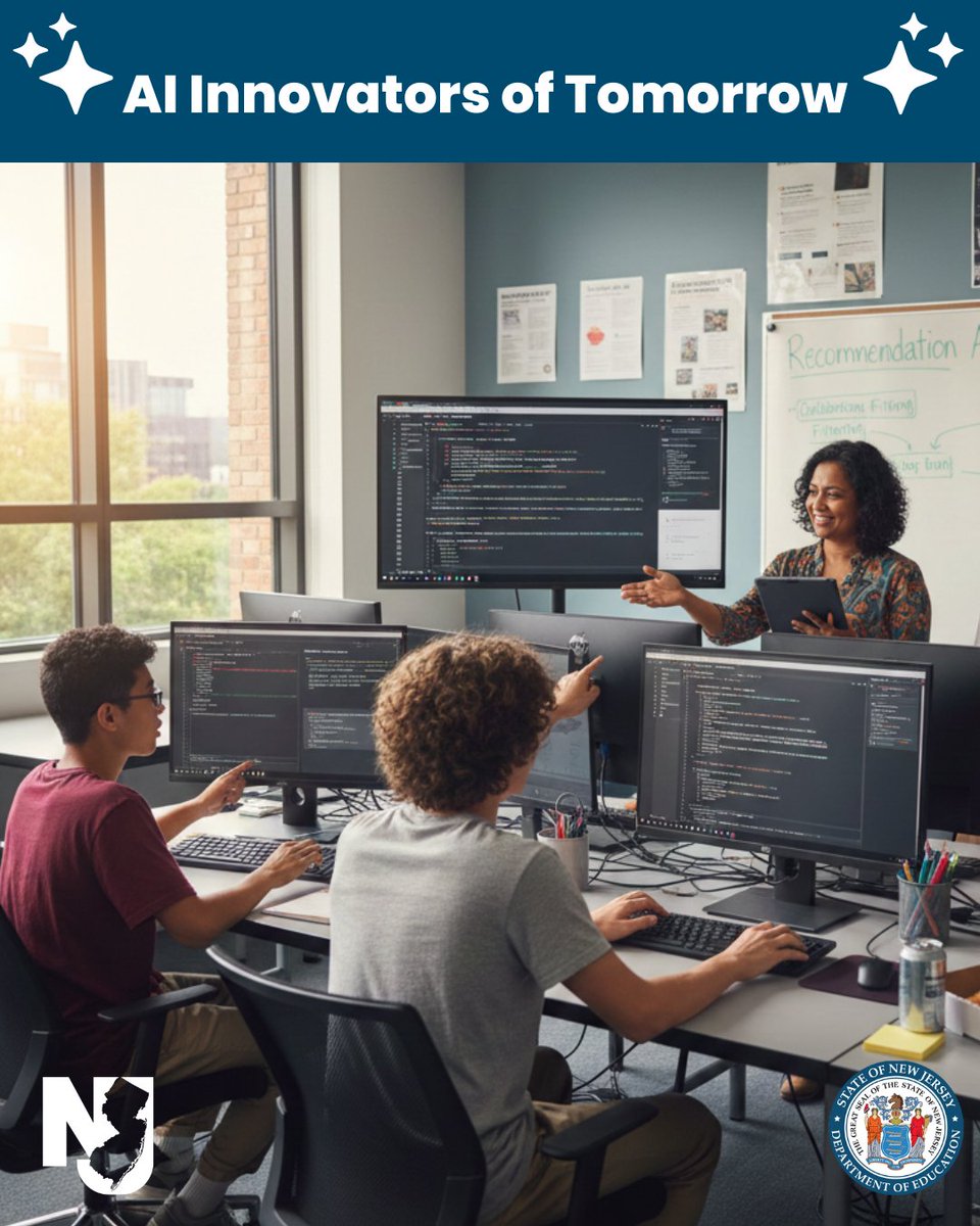 NewJerseyDOE's tweet image. Why computer science + AI? It builds problem‑solving, creativity &amp;amp; critical thinking for future‑ready learners. How is your school celebrating #CSEdWeek? Share with #CompSciNJ tinyurl.com/2vtzk2j5