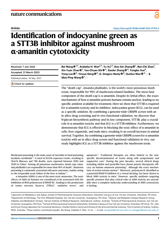 DreamyEcologist's tweet photo. 🧪🍄 #Antidote lead vs deadliest #mushroom
Nat Commun ’23: ICG (approved med dye) found via #InSilico drug scr. to blunt α-amanitin tox. from #DeathCap.
Validated in human cells, liver organoids &amp; mice; early dosing key.
#Toxicology #MushroomPoisoning #AmanitaPhalloides https://t.co/pNdrXNrXQv