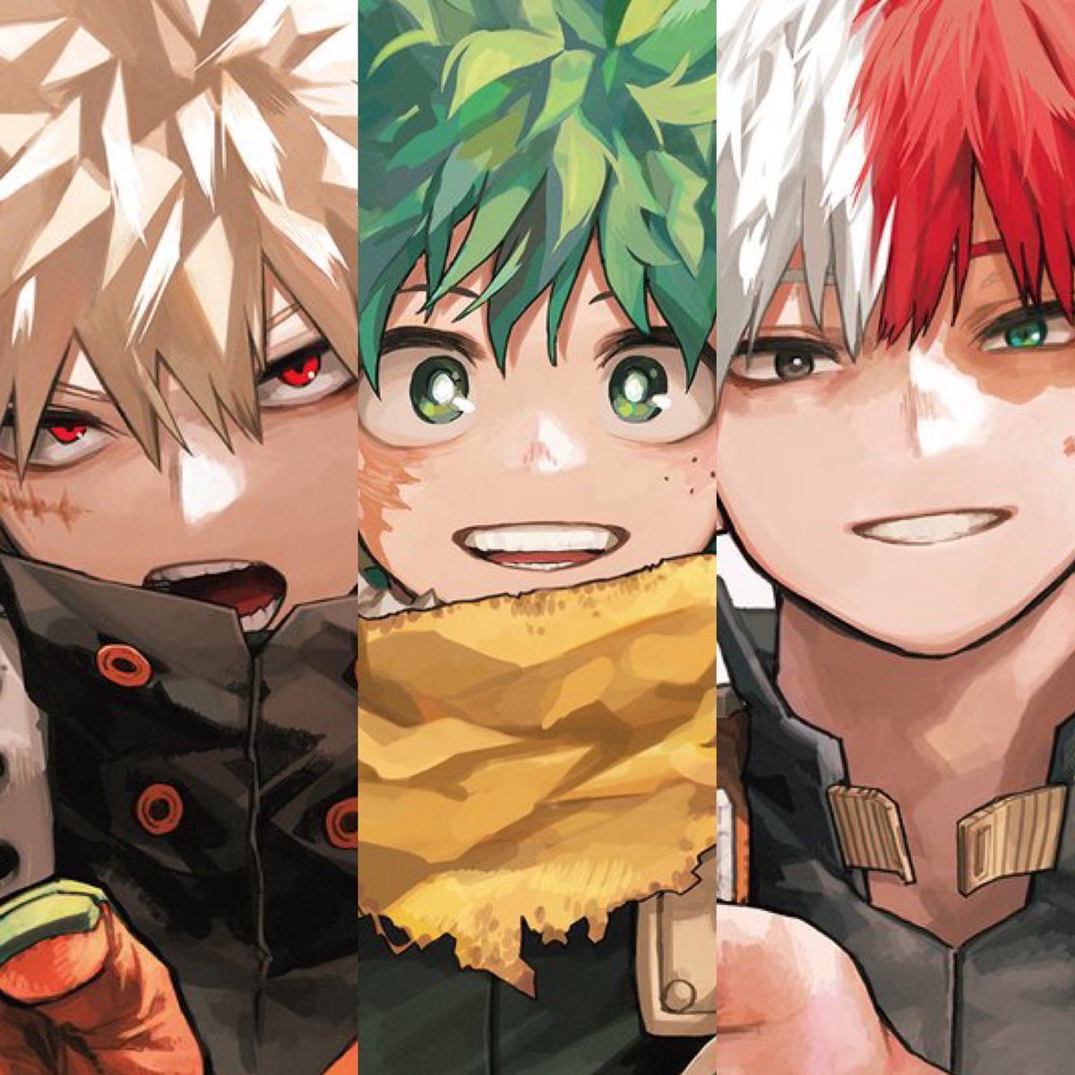 ヒロアカ最終巻 発売記念イラスト 緑谷出久：爆豪勝己：轟焦凍