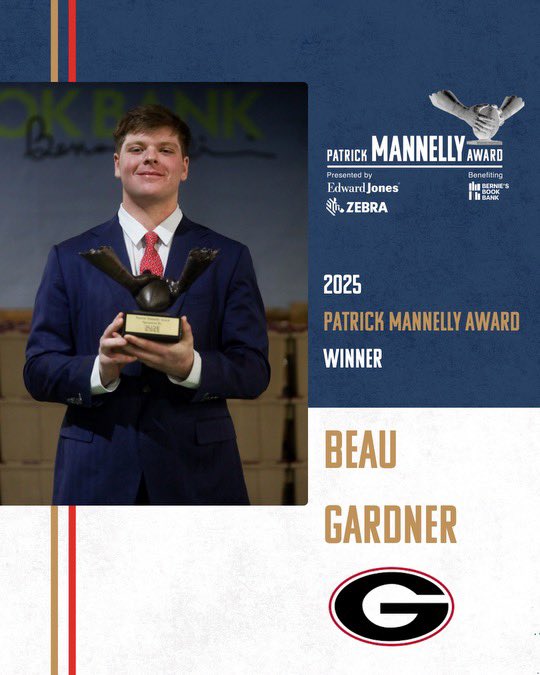 MannellyAward's tweet image. All of us are proud to announce that Beau Gardner (Georgia Bulldogs) is the winner of The Patrick Mannelly Award!