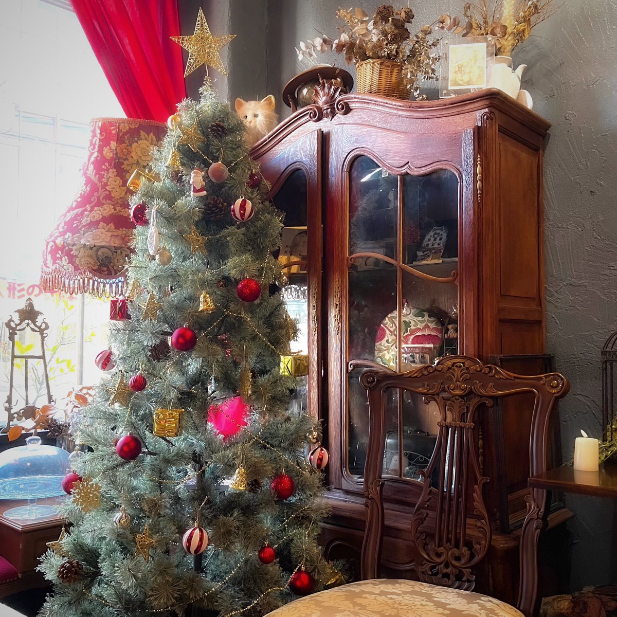 TEAVRILサン <a href="/TEAVRILTEA/">TEAVRIL ✴︎ テヴリル</a> でクランペットとポットパイのプレート
モッチモチとサックサクとアチチで寒い日の極楽であります♡
バターも薔薇型で可愛い
お茶はディンブラ
コバルトネットでお願いしました
店内もクリスマスと淵“サンの展示があって華やかです♪