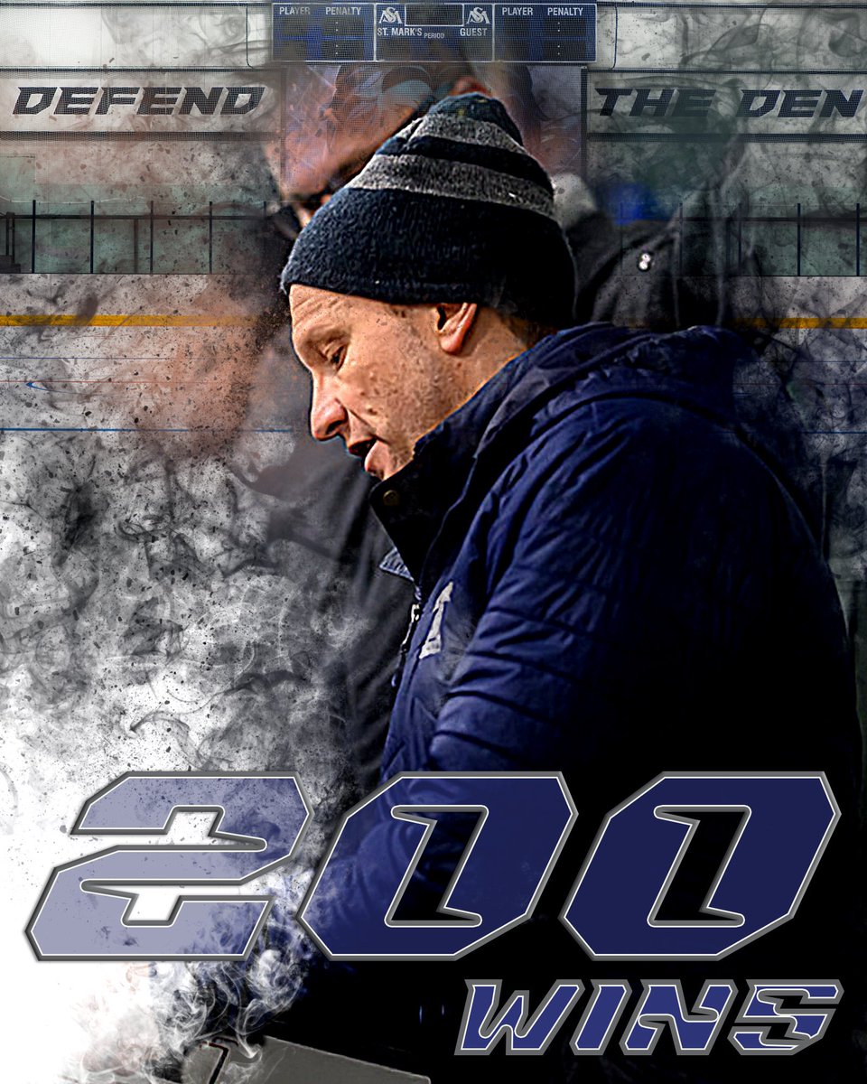SMBoysHockey's tweet photo. 200 wins. 12 seasons. 1 incredible leader.

With tonight’s win, coach Carl Corazzini celebrates his 200th win with St. Mark’s Hockey. This milestone is more than a number. It is a reflection of the dedication, integrity, and care for his players. 

#agequodagis #defendtheden https://t.co/CRbZzZbySR