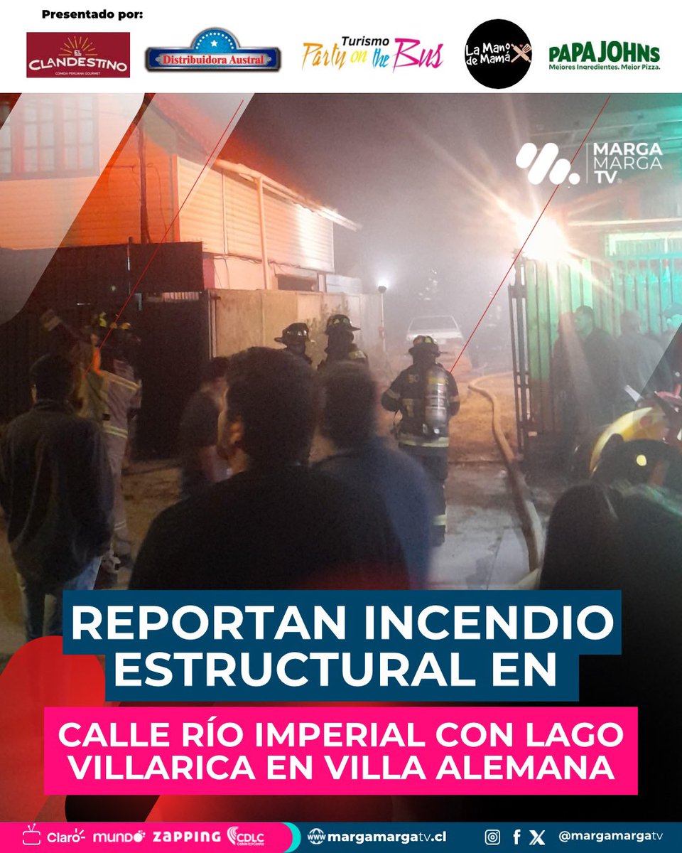 margamargatv's tweet photo. Bomberos logran controlar incendio estructural y propagación en calle Río Imperial con Lago Villarica en sector Las Américas, Villa Alemana https://t.co/Hhv7sGD67S