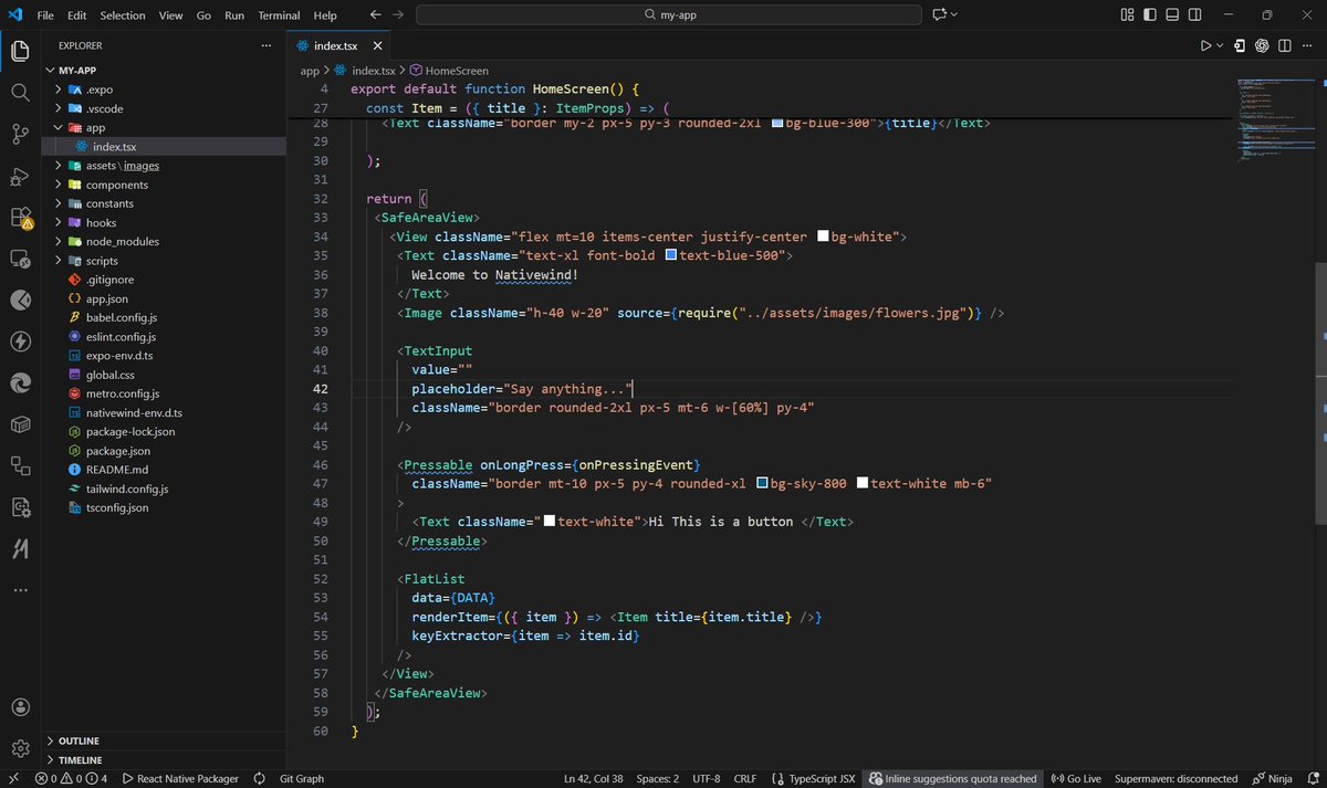 HarikaraPrasadh's tweet image. Day 2: Learn components (View, Text, Image)

Learn more.
reactnative.dev/docs/component…

#100DaysOfCode #codegold #reactnativetutorial #AppDevelopment