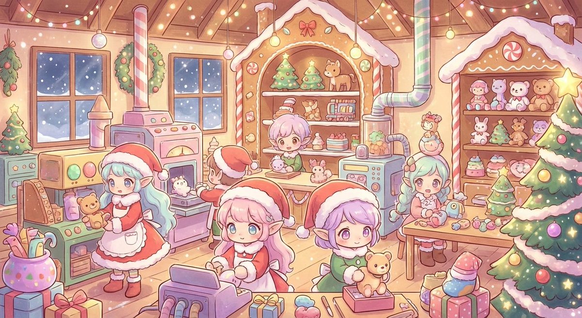 #AI架空生物図鑑
サンタさんのプレゼント🎁工房の妖精さん達
