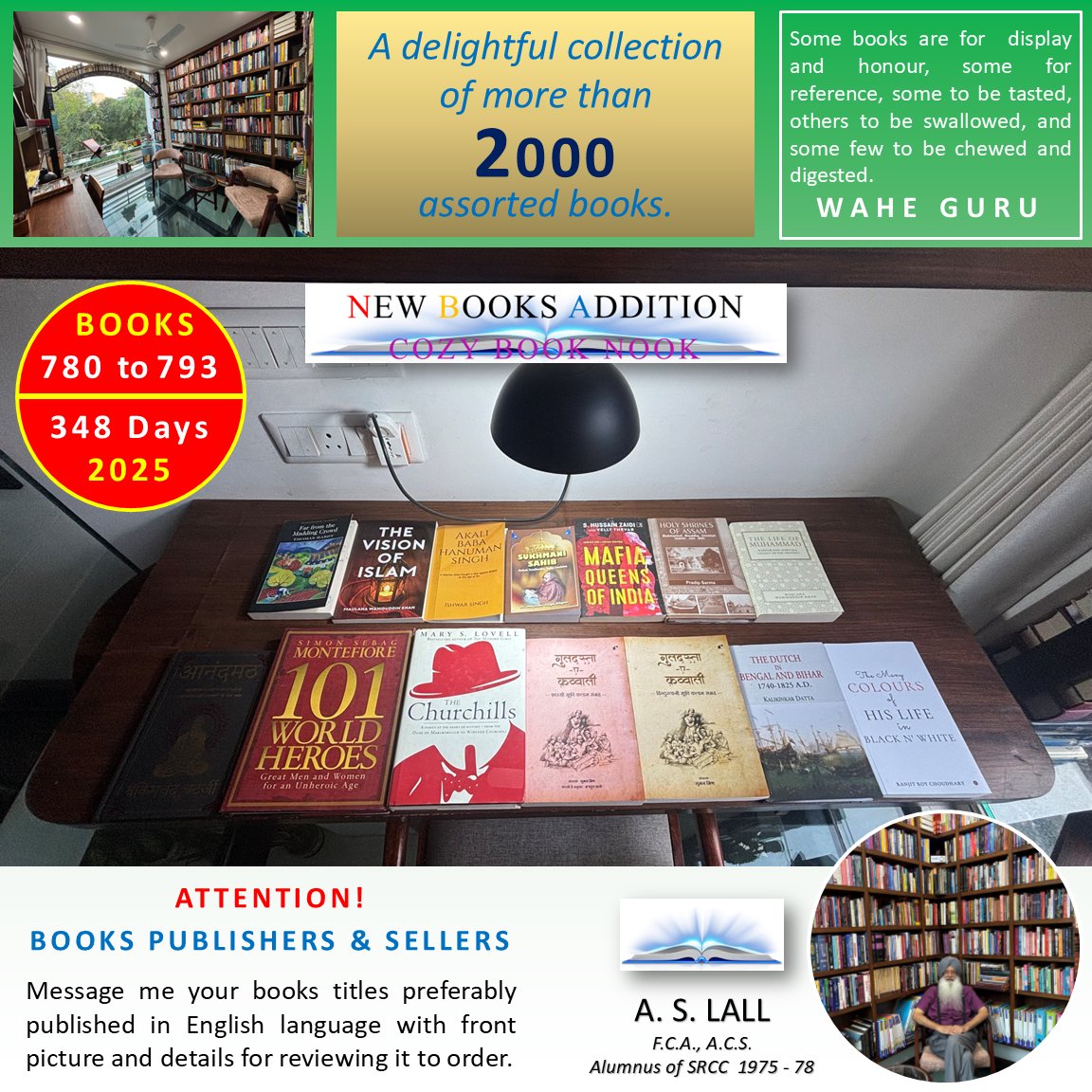 GloriousPunjab1's tweet photo. New additions to COZY BOOK NOOK.  780 to 793/ 2025  #Books #BooksPublishers #Booklovers https://t.co/wuTU7tESIq