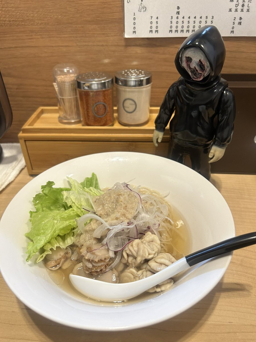 帆立と鱈白子のそば #暗黒エンターテイメント #麺屋M #ソフビ #sofvi