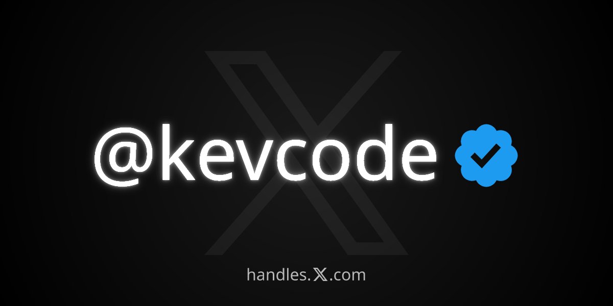 kevcode's tweet image. I just got @kevcode from the X Handle Marketplace! Get your own at handles.x.com