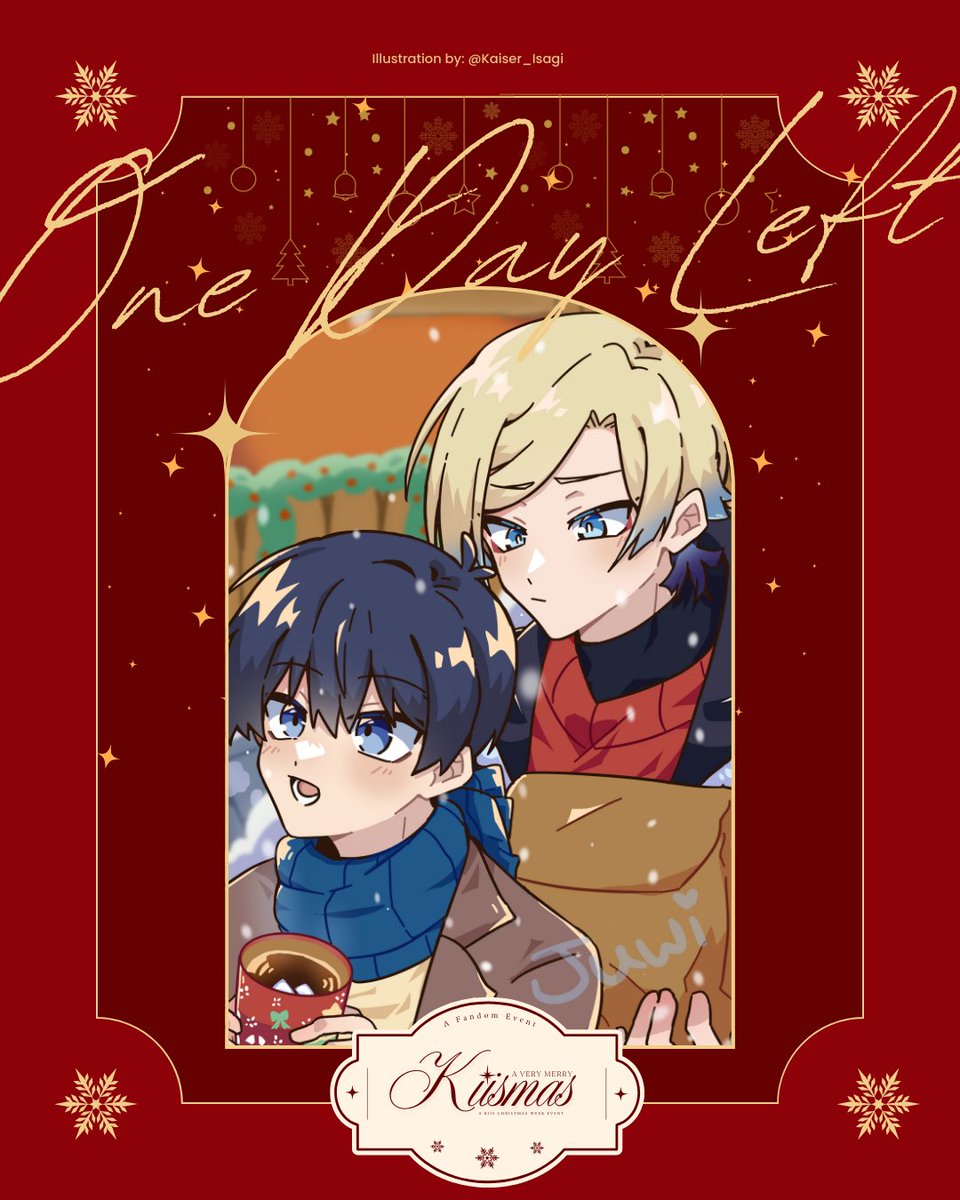 kiisweek's tweet photo. Tomorrow, the doors officially open on #kiismasweek2025! Get those fan works and creative gifts ready. We can't wait to see them all!  

Art by the wonderful @Kaiser_Isagi❄️ 

#kiisweek2025 🎄 https://t.co/Urxcexh5u7