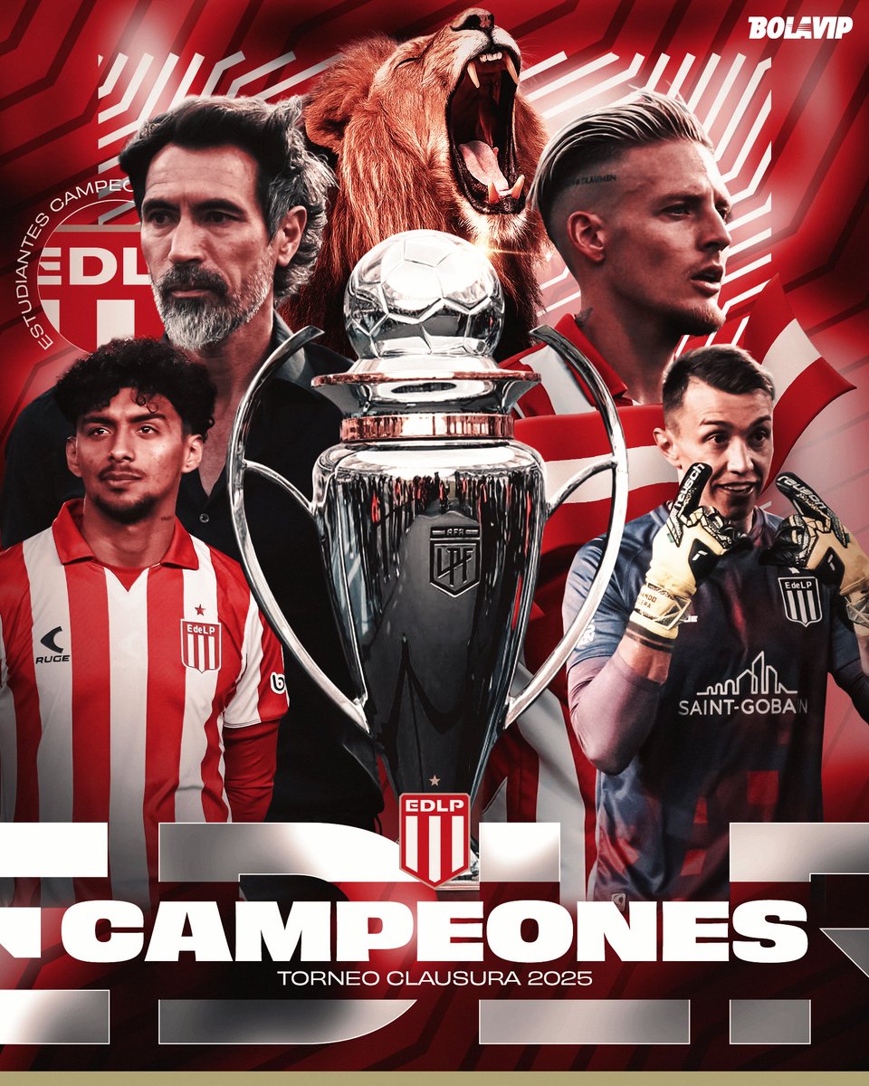 VSportsTM's tweet photo. ESTUDIANTES 🟥⬜️🟥 ES EL CAMPEÓN DEL TORNEO CLAUSURA 🏆🇦🇷. https://t.co/3Z97XcGhAA
