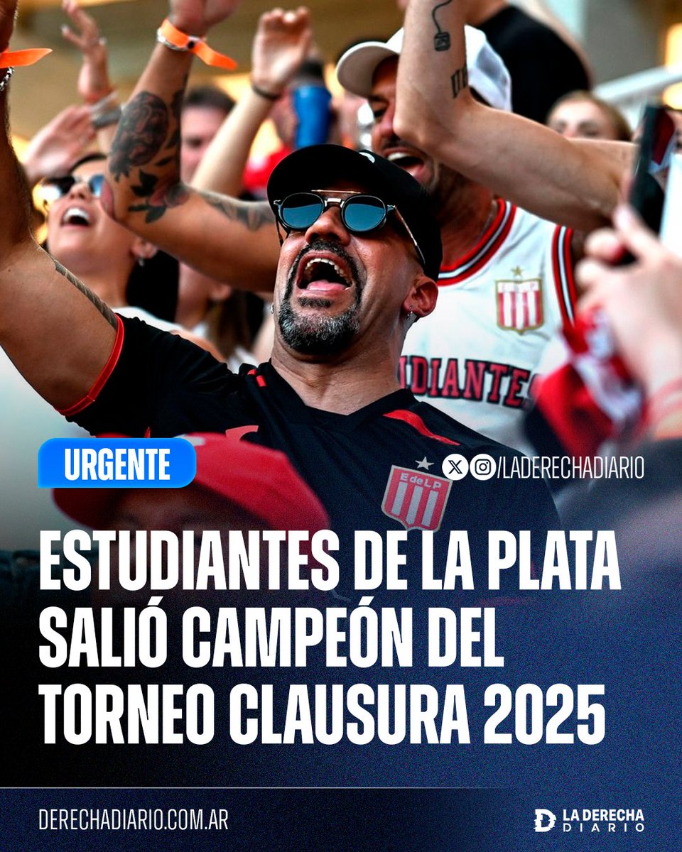 laderechadiario's tweet photo. 🚨🇦🇷 | CHIQUI TAPIA LA TENÉS ADENTRO: Estudiantes de La Plata salió campeón del Torneo Clausura 2025 ganándole a Racing por penales, con Juan Sebastián Verón hinchando desde la tribuna. https://t.co/XHEKVBdJWV