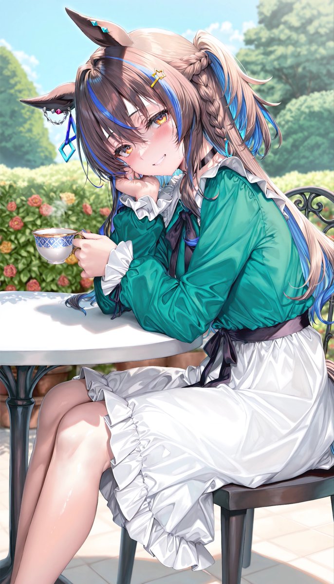 昼　ダイタクヘリオス-Daitaku Helios-

SFW illustration
パーマーに誘われて割と参加してそう
まぁ服装的にガチなやつじゃなくちょっとお洒落なアフタヌーンティーでしょう
half up braidが好き