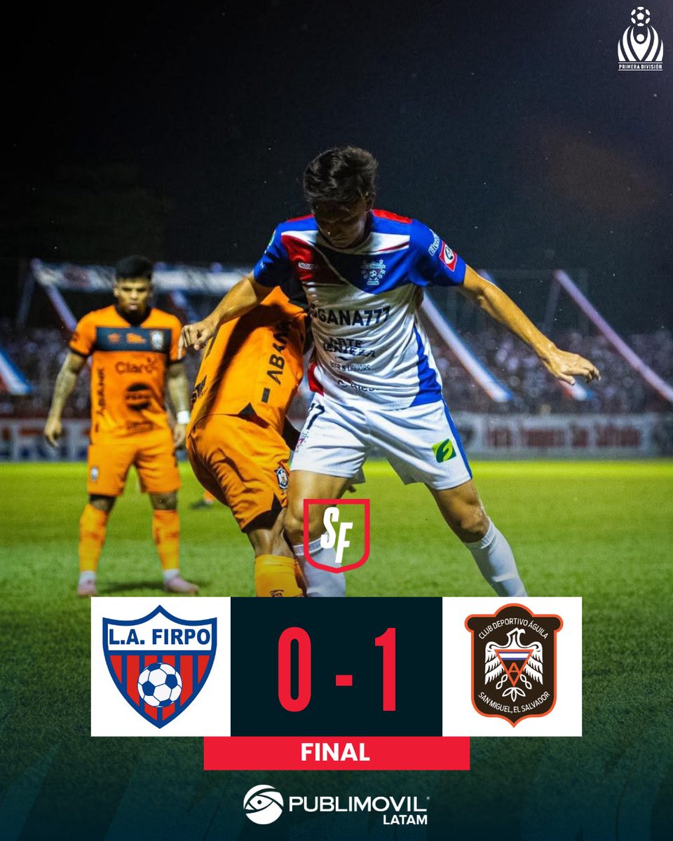 ¡FIRPO ES FINALISTA! 🔴⚪️🔵

Águila venció 0-1 a Firpo pero no le alcanzó y el cuadro pampero dice presente en al final del fútbol salvadoreño.

El gol llegó al minuto 51’ por parte de Julio Sibrian. El global fue a favor de los toros con marcador de 3-2. 

#LoVivimosComoVos