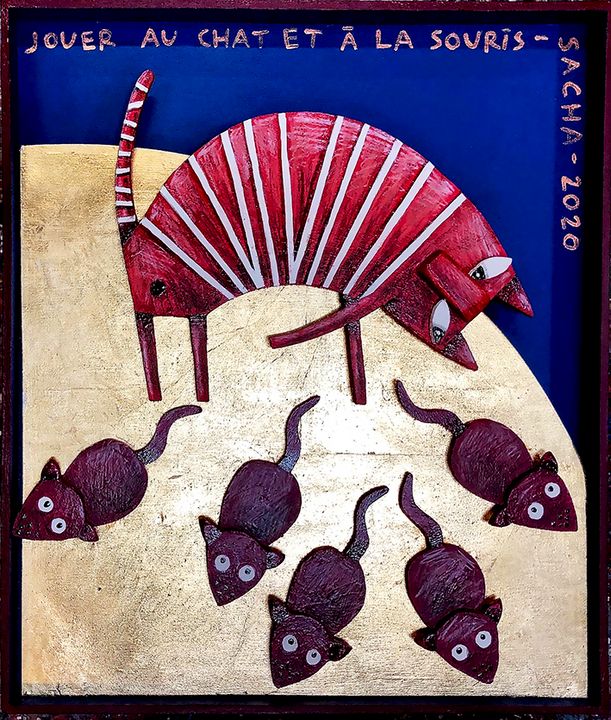 Art of the Day! "Chat et souris". Buy at: ArtPal.com/sacha-schwarz?…