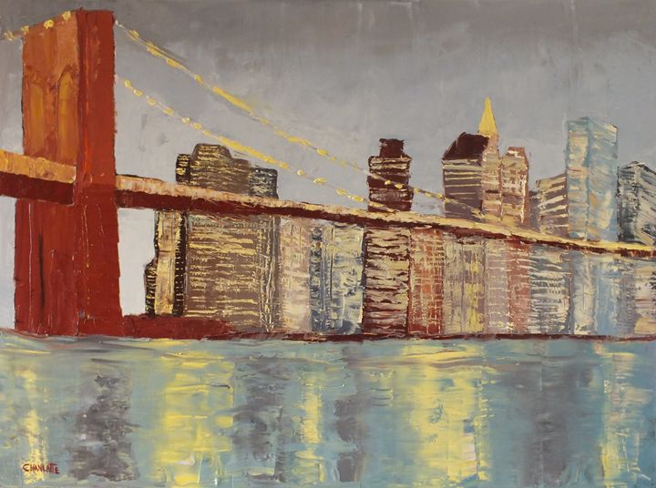 Art of the Day! "Brooklyn Bridge Lights". Buy at: ArtPal.com/machanlatte?i=…