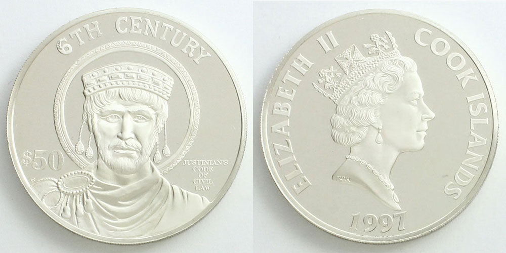🇨🇰クック諸島 1997年 50ドル銀貨》 人類の世紀シリーズ―6世紀